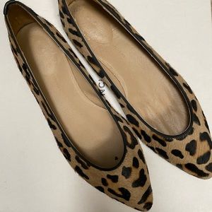 Leopard pony hair pointed toe flat size 7.5